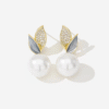 Net red leaf pearl earrings